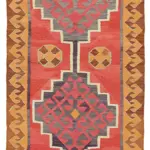 Herki Eskitme Multi Pamuk Üzerine Yün El Dokuma Kilim-098x326