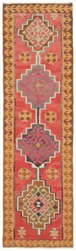 Herki Eskitme Multi Pamuk Üzerine Yün El Dokuma Kilim-098x326