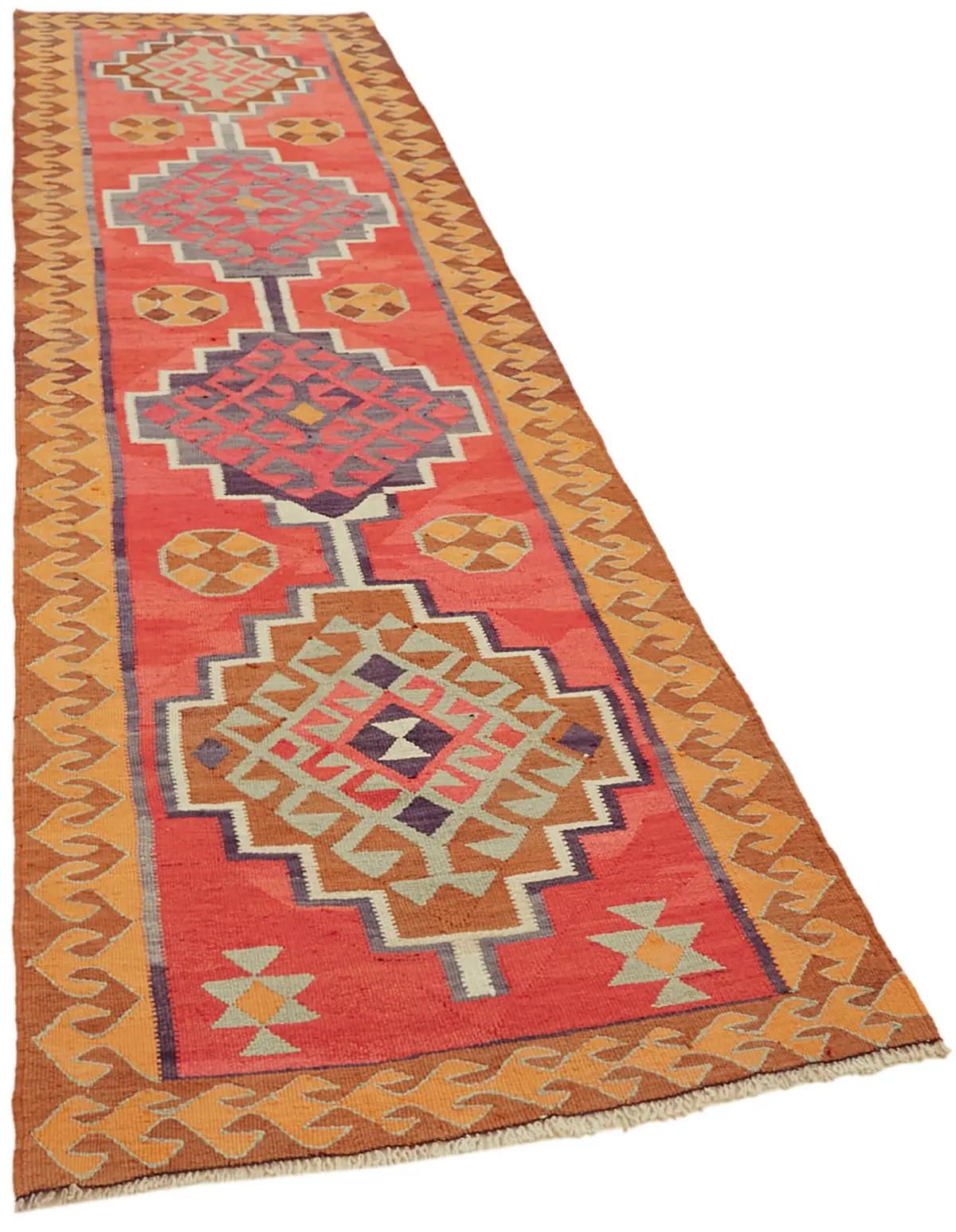 Herki Eskitme Multi Pamuk Üzerine Yün El Dokuma Kilim-098x326 - Görsel 2
