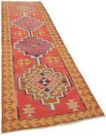 Herki Eskitme Multi Pamuk Üzerine Yün El Dokuma Kilim-098x326 - Görsel 2