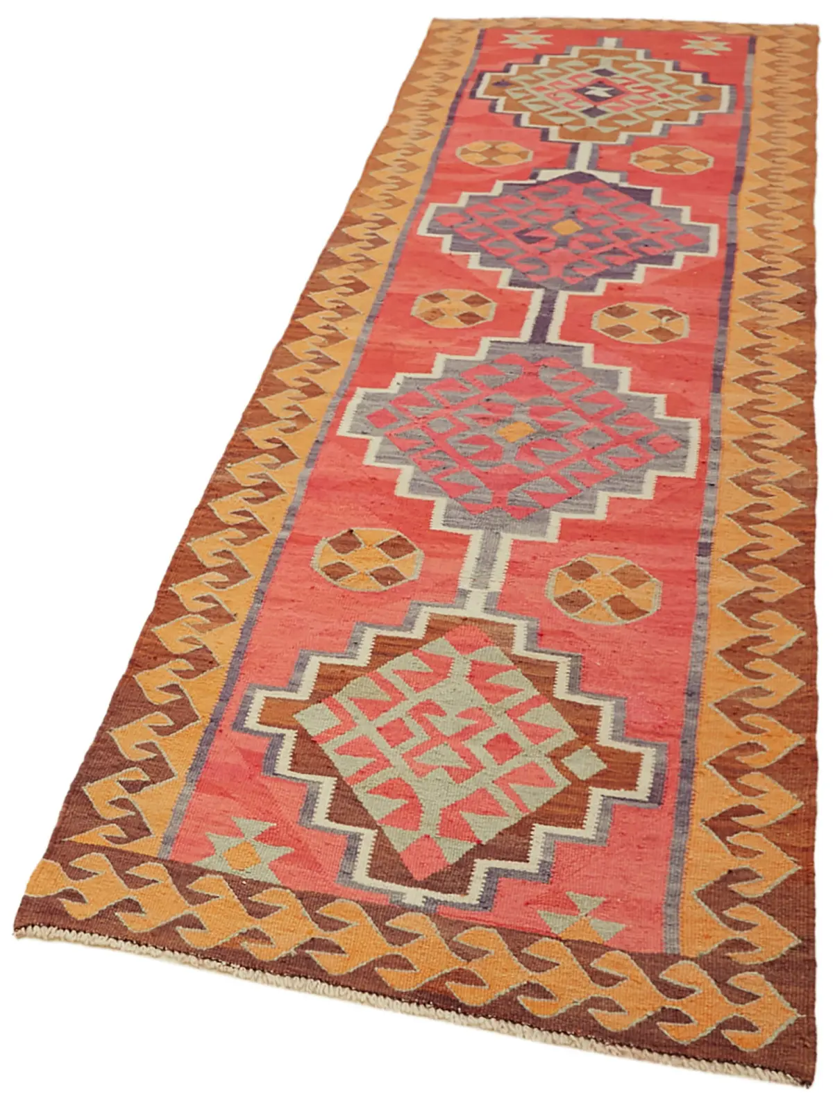 Herki Eskitme Multi Pamuk Üzerine Yün El Dokuma Kilim-098x326 - Görsel 3