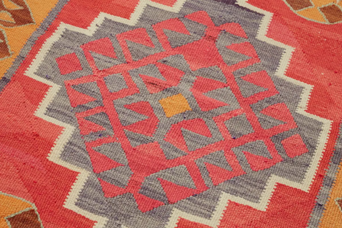 Herki Eskitme Multi Pamuk Üzerine Yün El Dokuma Kilim-098x326 - Görsel 5