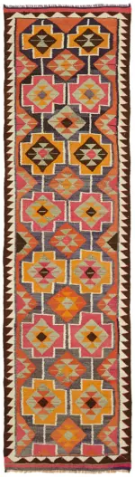 Herki Eskitme Multi Pamuk Üzerine Yün El Dokuma Kilim-093x322