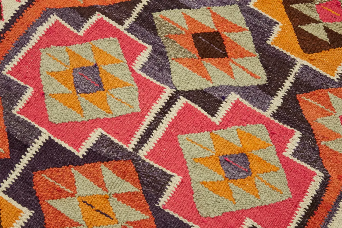 Herki Eskitme Multi Pamuk Üzerine Yün El Dokuma Kilim-093x322 - Görsel 5