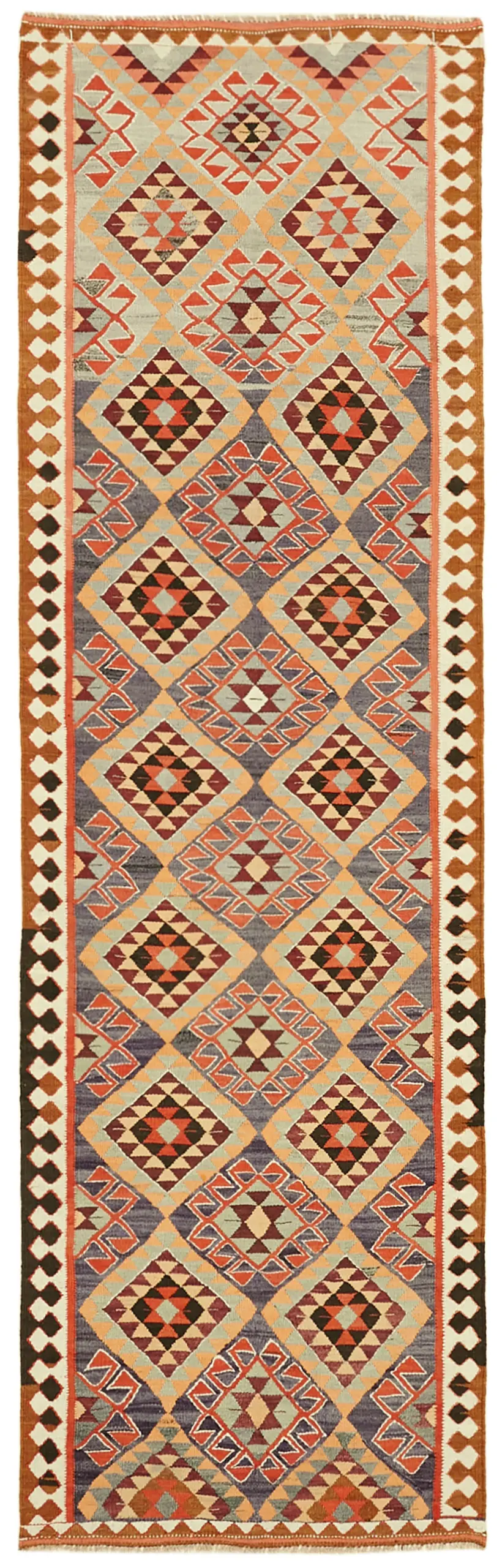 Herki Eskitme Multi Pamuk Üzerine Yün El Dokuma Kilim-111x350 - Görsel 1