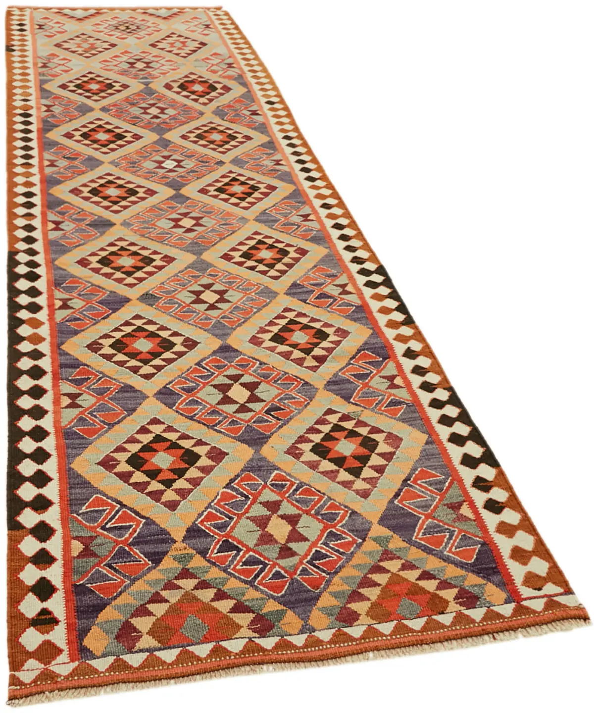 Herki Eskitme Multi Pamuk Üzerine Yün El Dokuma Kilim-111x350 - Görsel 2