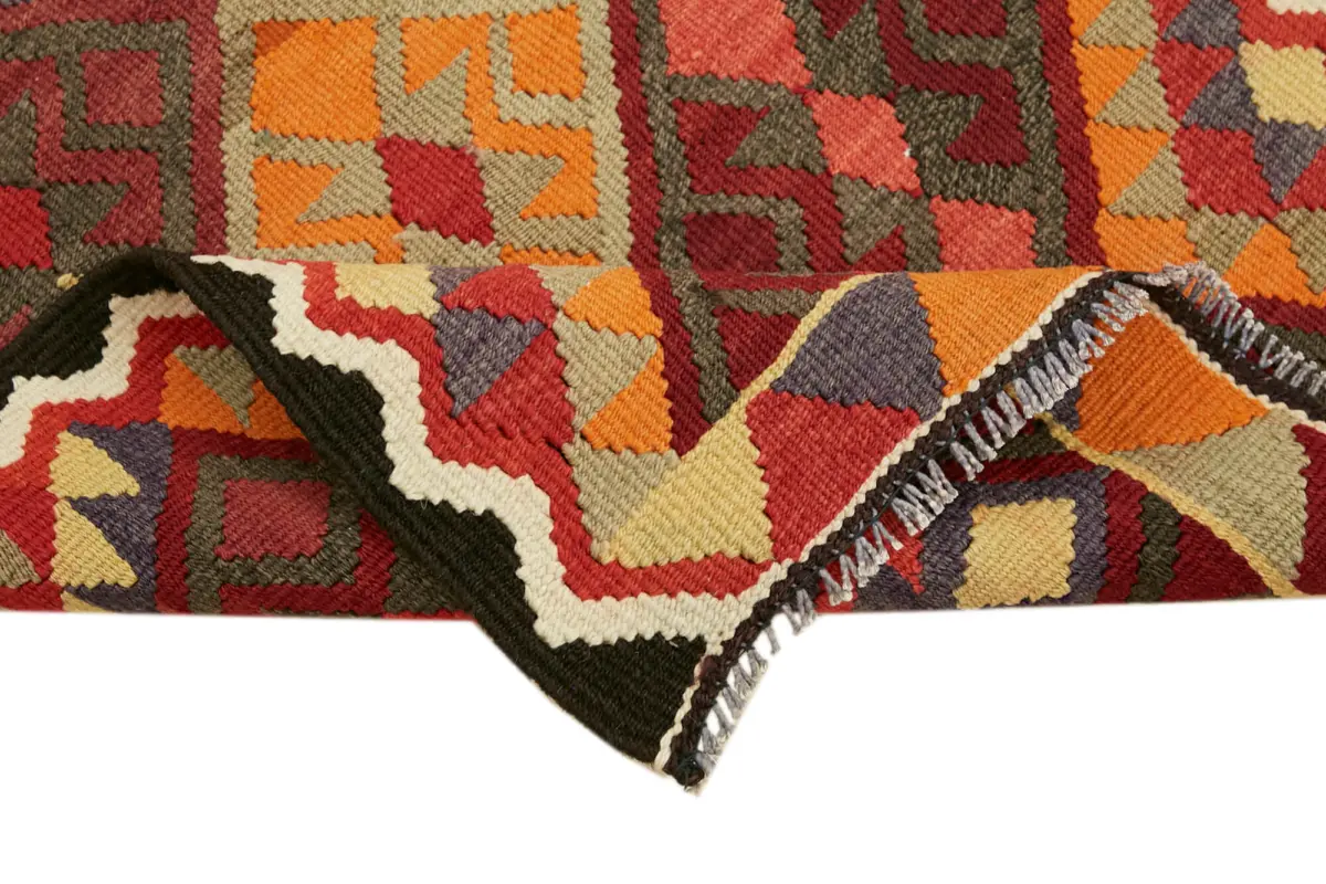 Herki Eskitme Multi Pamuk Üzerine Yün El Dokuma Kilim-080x400 - Görsel 6