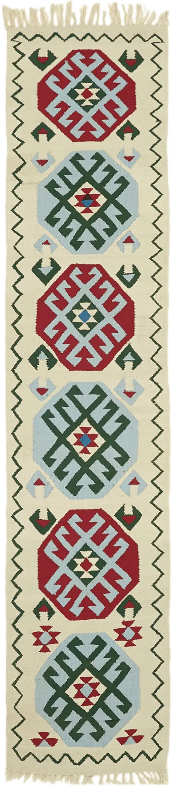 Herki Eskitme Multi Pamuk Üzerine Yün El Dokuma Kilim-085x375 - Görsel 1