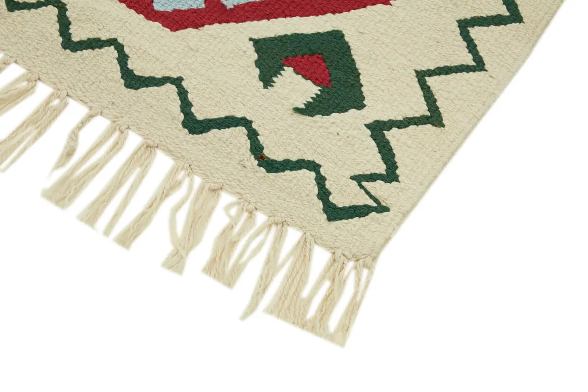Herki Eskitme Multi Pamuk Üzerine Yün El Dokuma Kilim-085x375 - Görsel 4