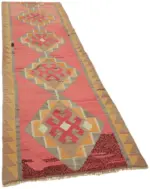 Herki Eskitme Multi Pamuk Üzerine Yün El Dokuma Kilim-102x322 - Görsel 2