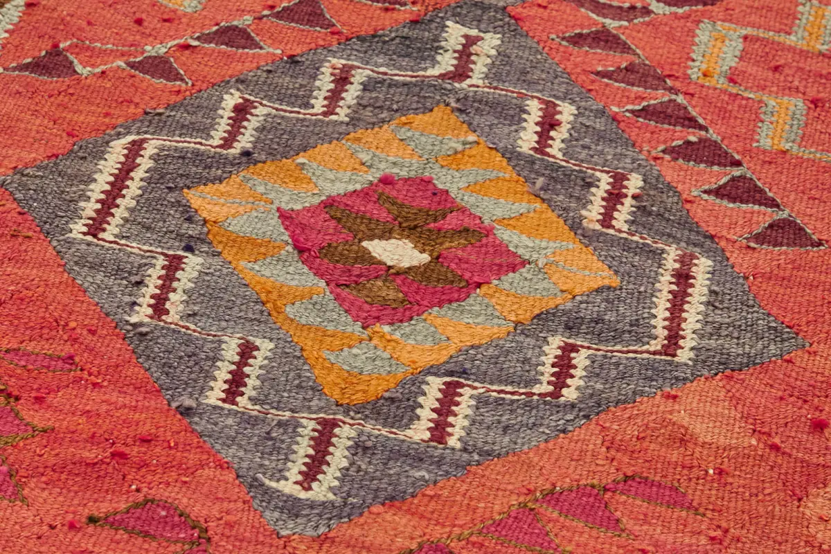 Herki Eskitme Multi Pamuk Üzerine Yün El Dokuma Kilim-093x343 - Görsel 5