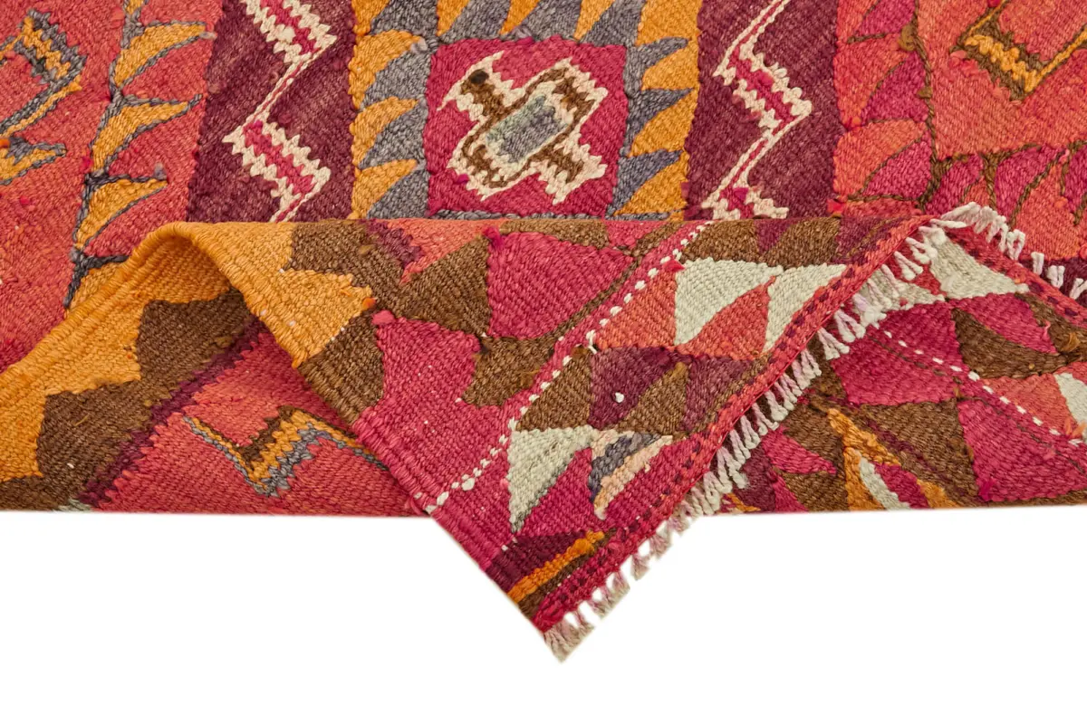 Herki Eskitme Multi Pamuk Üzerine Yün El Dokuma Kilim-093x343 - Görsel 6