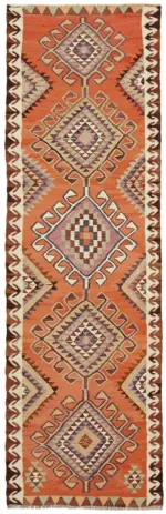 Herki Eskitme Multi Pamuk Üzerine Yün El Dokuma Kilim-110x320