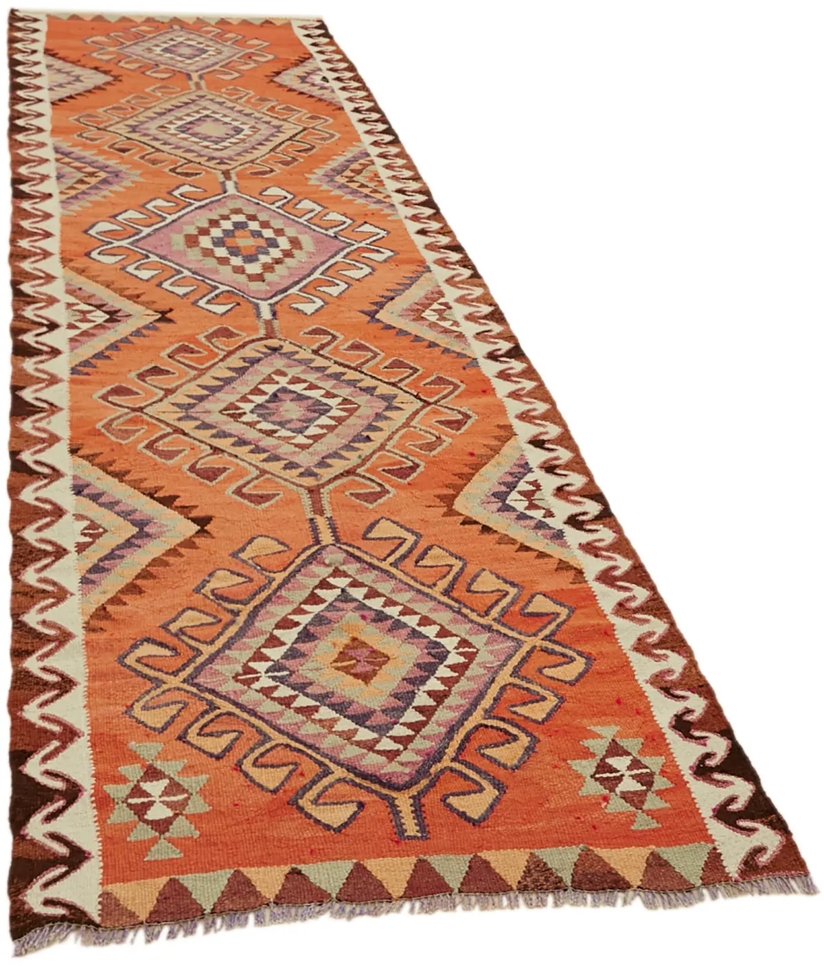 Herki Eskitme Multi Pamuk Üzerine Yün El Dokuma Kilim-110x320 - Görsel 2