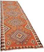 Herki Eskitme Multi Pamuk Üzerine Yün El Dokuma Kilim-110x320 - Görsel 2