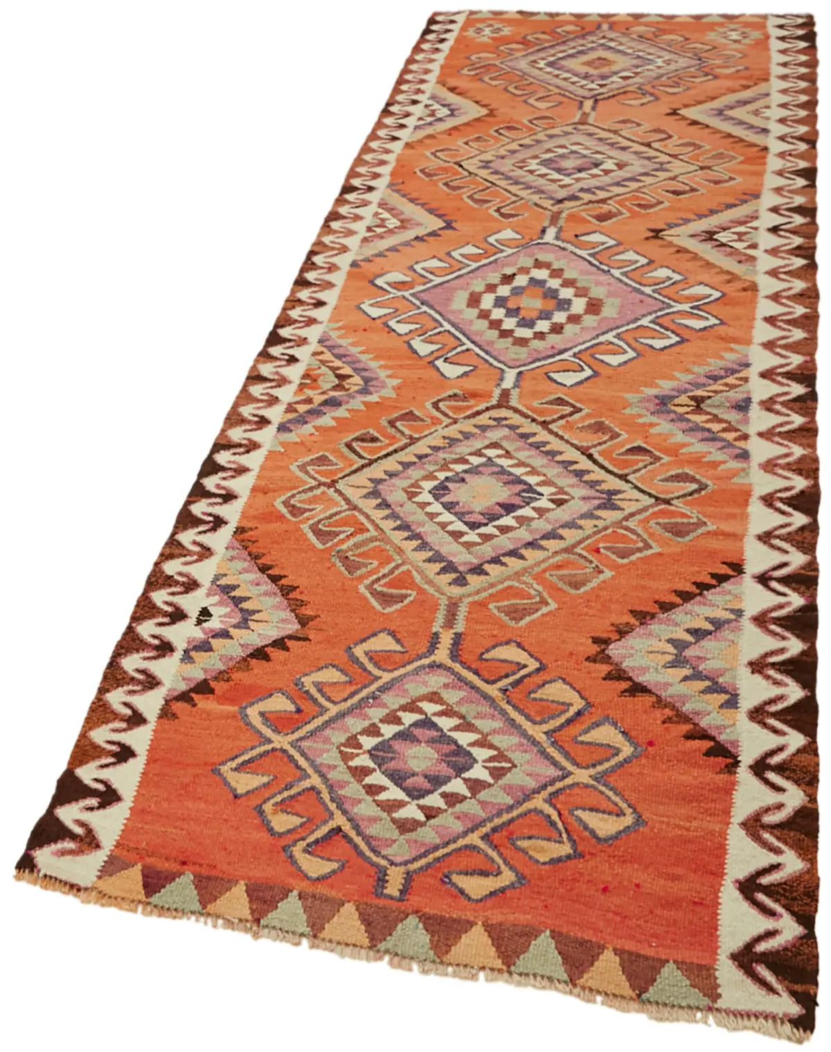 Herki Eskitme Multi Pamuk Üzerine Yün El Dokuma Kilim-110x320 - Görsel 3