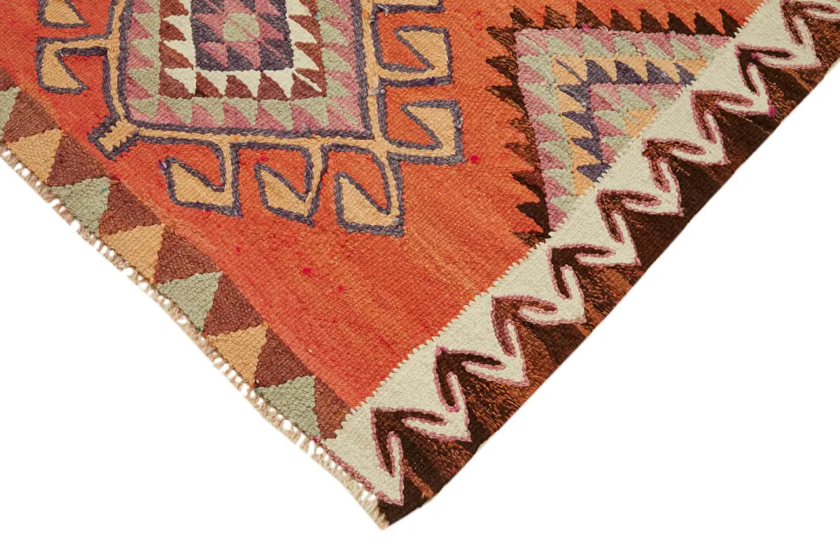 Herki Eskitme Multi Pamuk Üzerine Yün El Dokuma Kilim-110x320 - Görsel 4