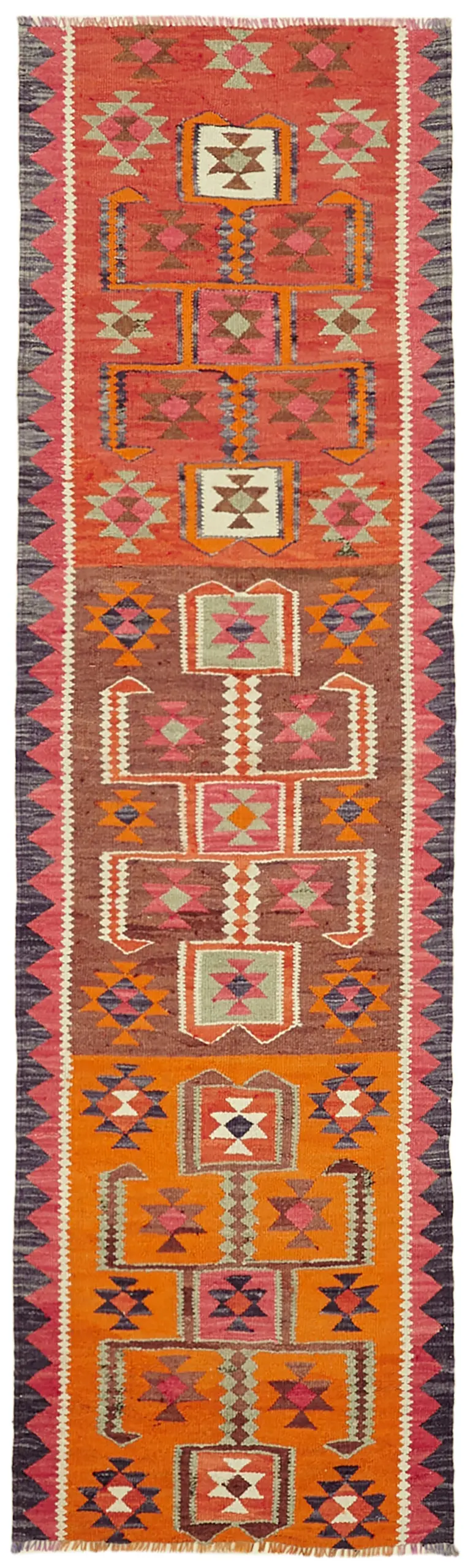 Herki Eskitme Multi Pamuk Üzerine Yün El Dokuma Kilim-093x316 - Görsel 1