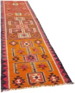 Herki Eskitme Multi Pamuk Üzerine Yün El Dokuma Kilim-093x316 - Görsel 2