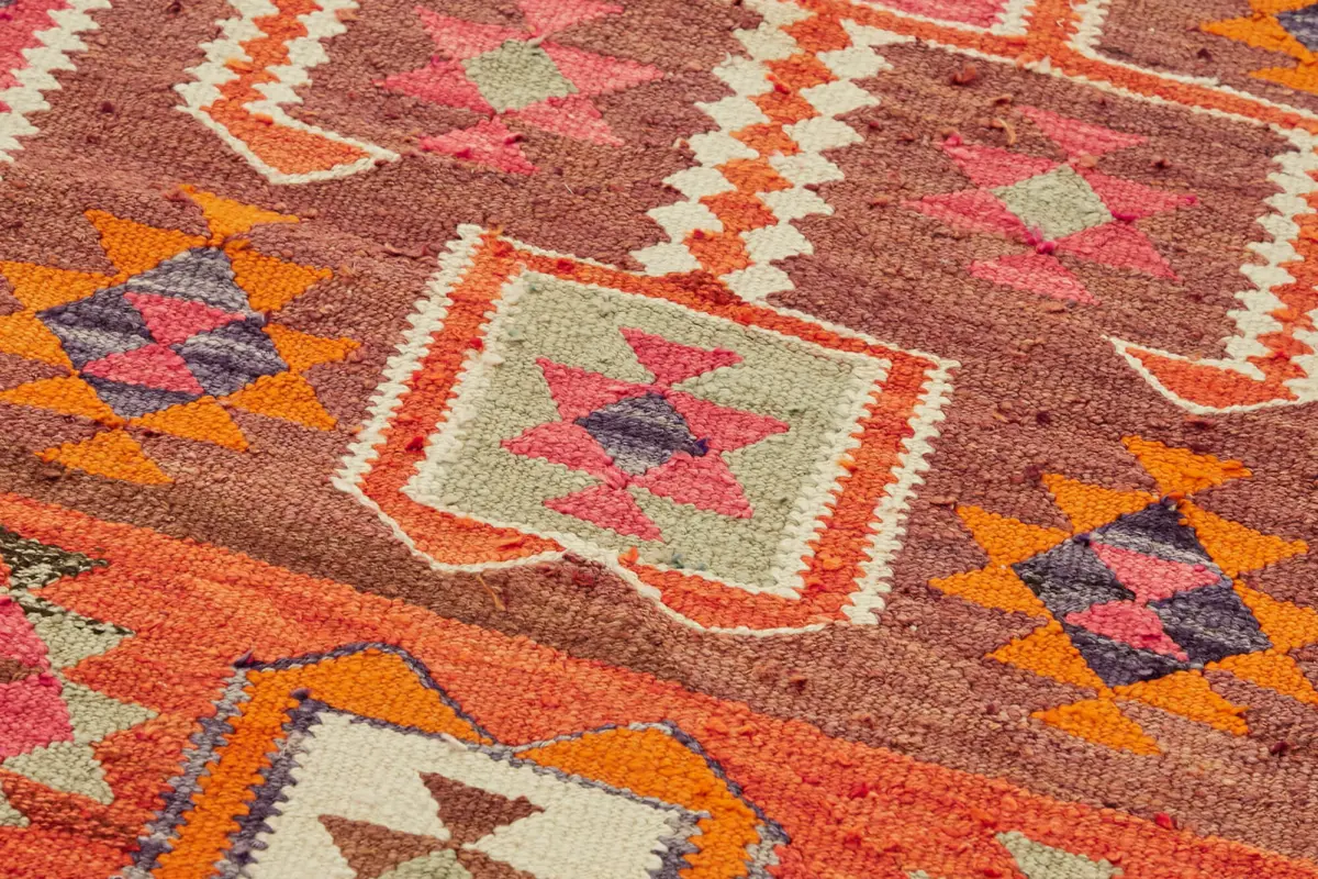 Herki Eskitme Multi Pamuk Üzerine Yün El Dokuma Kilim-093x316 - Görsel 5