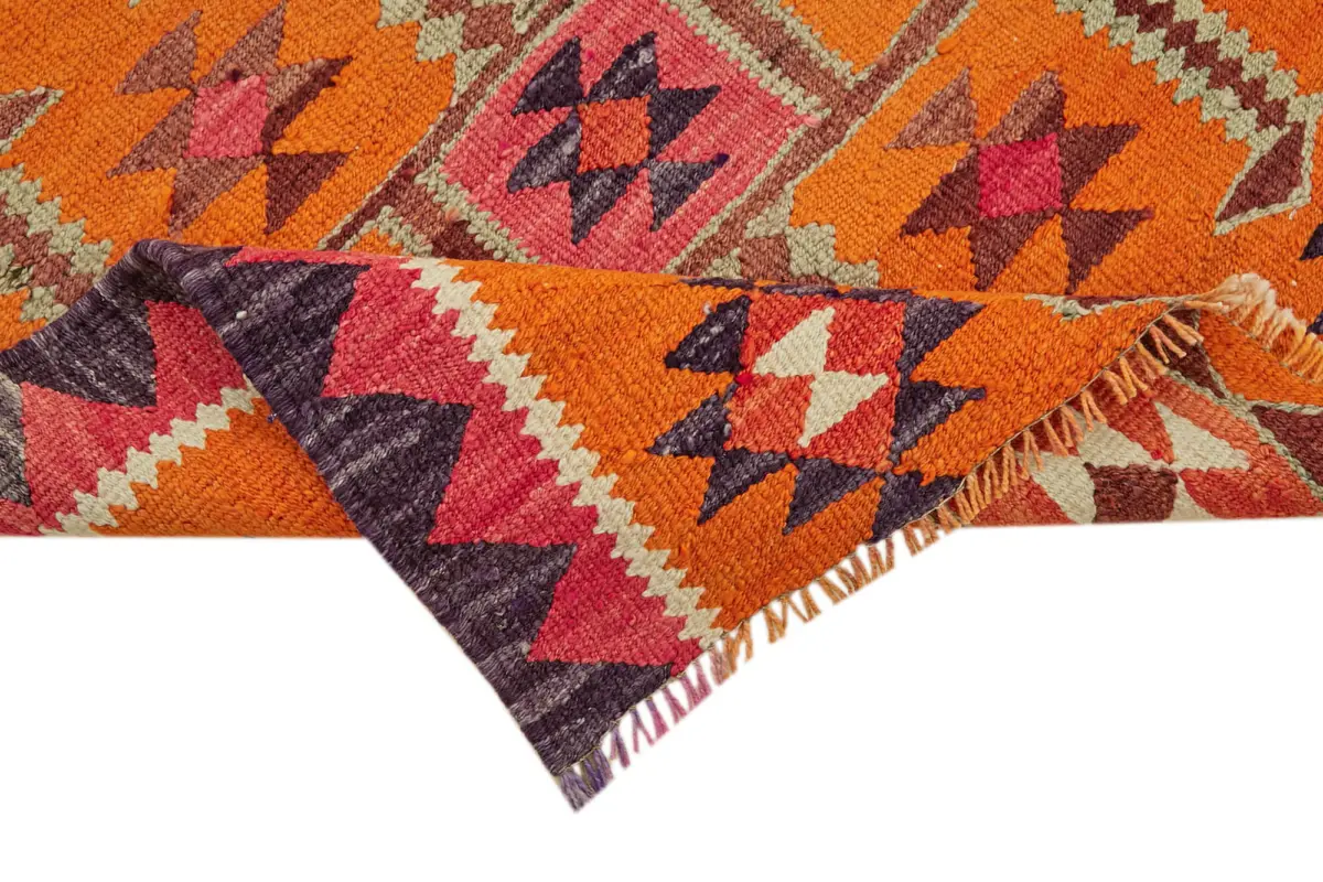 Herki Eskitme Multi Pamuk Üzerine Yün El Dokuma Kilim-093x316 - Görsel 6