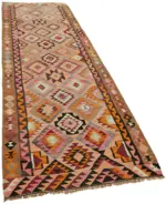 Herki Eskitme Multi Pamuk Üzerine Yün El Dokuma Kilim-103x316 - Görsel 2