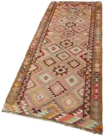 Herki Eskitme Multi Pamuk Üzerine Yün El Dokuma Kilim-103x316 - Görsel 3