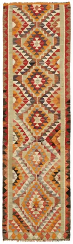 Herki Eskitme Multi Pamuk Üzerine Yün El Dokuma Kilim-098x320