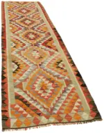 Herki Eskitme Multi Pamuk Üzerine Yün El Dokuma Kilim-098x320 - Görsel 2
