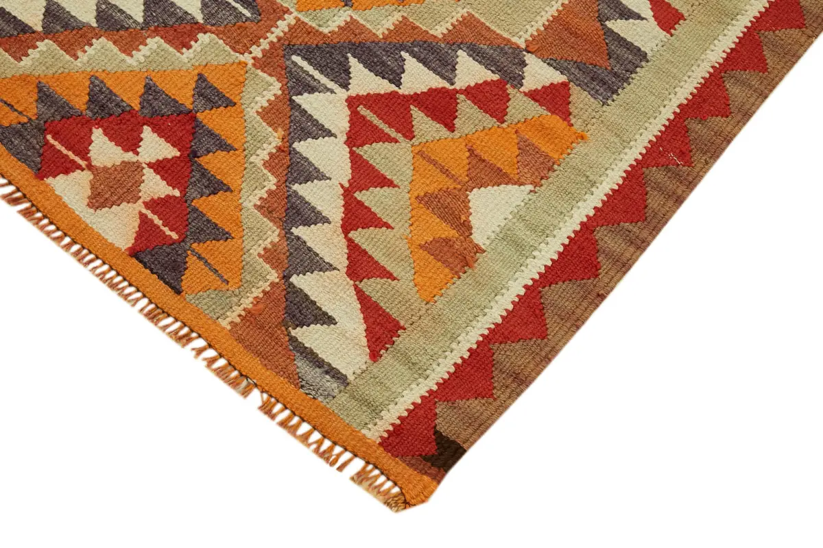 Herki Eskitme Multi Pamuk Üzerine Yün El Dokuma Kilim-098x320 - Görsel 4