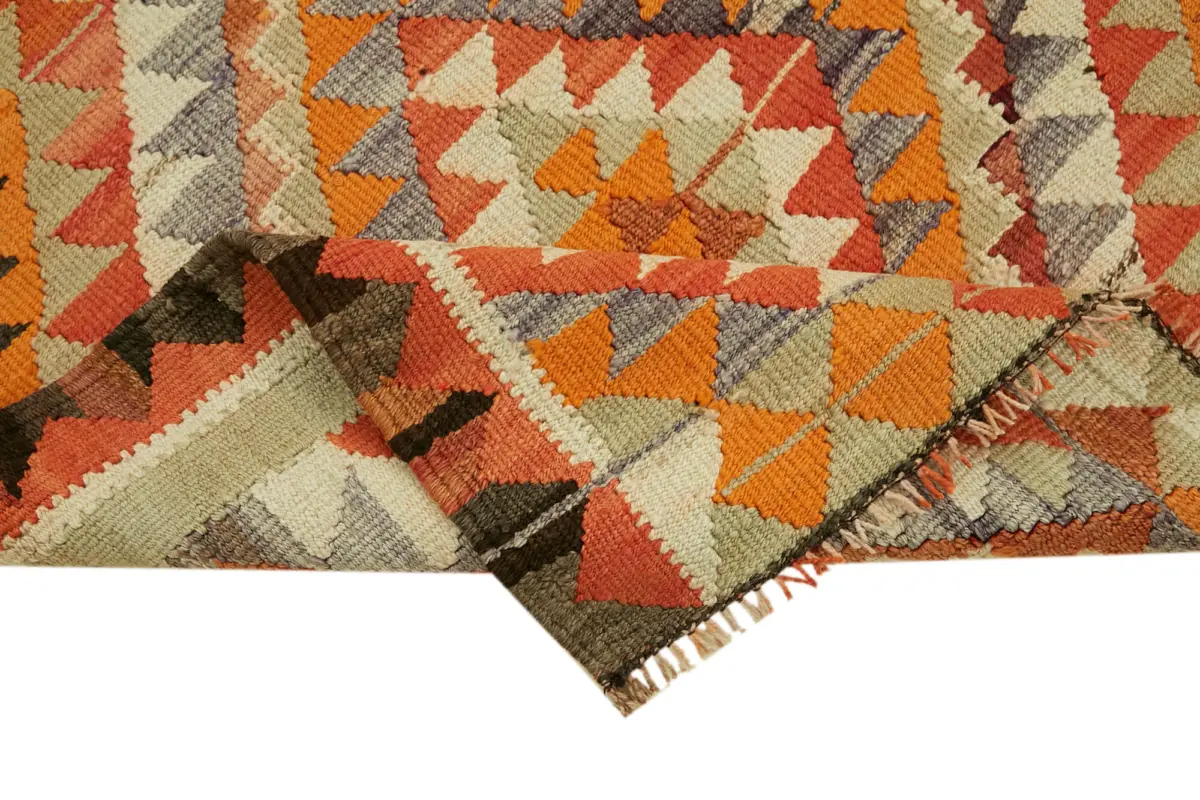 Herki Eskitme Multi Pamuk Üzerine Yün El Dokuma Kilim-098x320 - Görsel 6