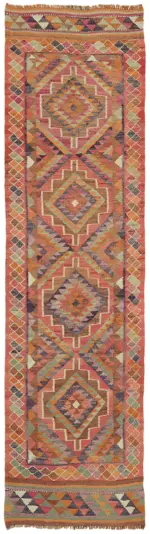 Herki Eskitme Multi Pamuk Üzerine Yün El Dokuma Kilim-097x317