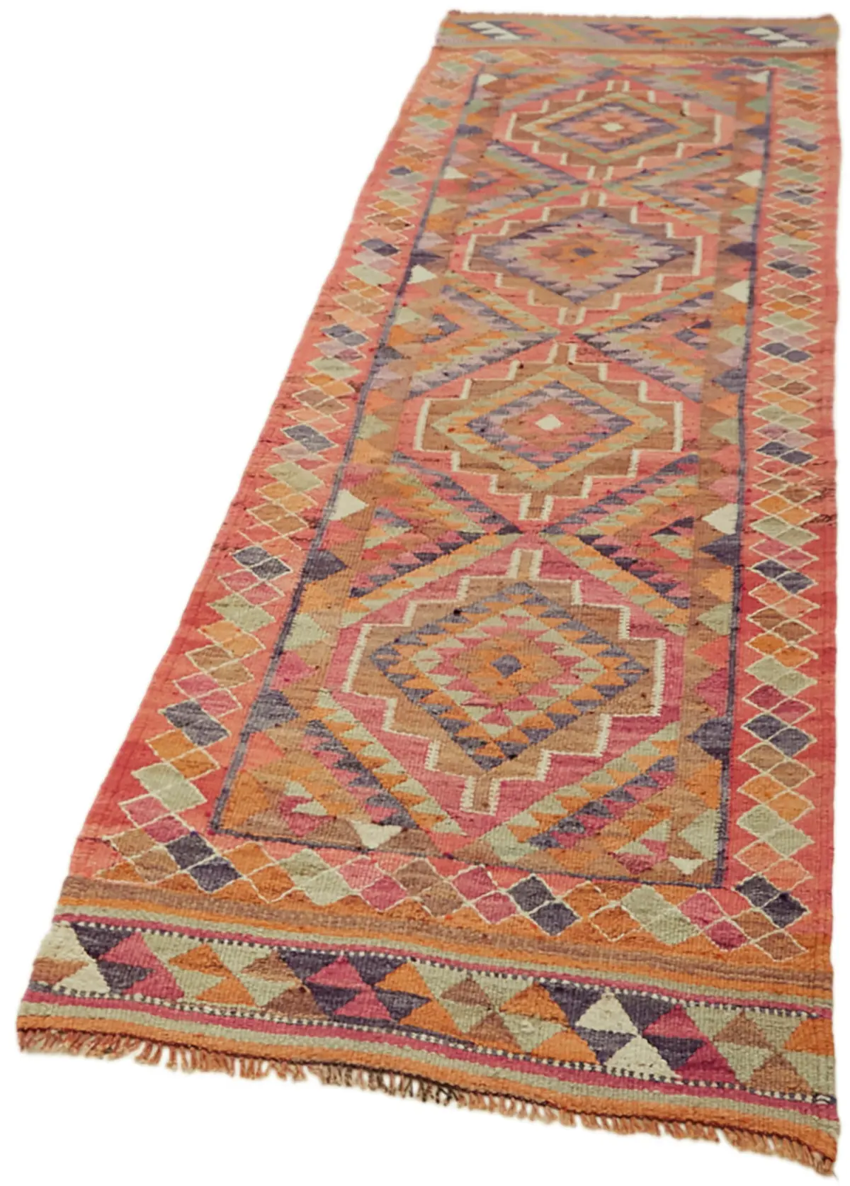 Herki Eskitme Multi Pamuk Üzerine Yün El Dokuma Kilim-097x317 - Görsel 3