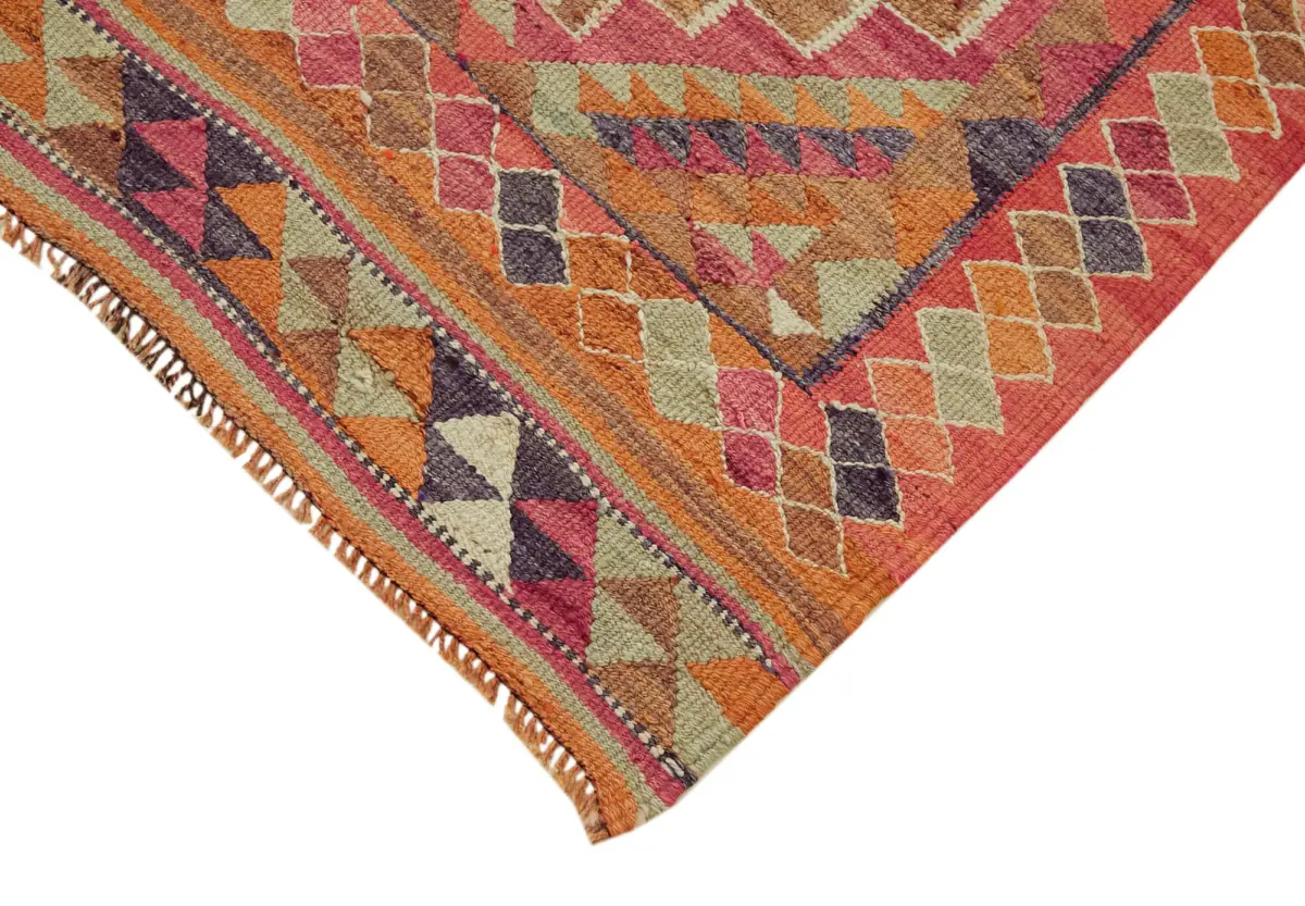 Herki Eskitme Multi Pamuk Üzerine Yün El Dokuma Kilim-097x317 - Görsel 4