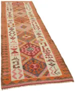 Herki Eskitme Multi Pamuk Üzerine Yün El Dokuma Kilim-110x318 - Görsel 2