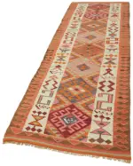 Herki Eskitme Multi Pamuk Üzerine Yün El Dokuma Kilim-110x318 - Görsel 3
