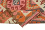 Herki Eskitme Multi Pamuk Üzerine Yün El Dokuma Kilim-110x318 - Görsel 6