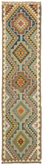 Herki Eskitme Multi Pamuk Üzerine Yün El Dokuma Kilim-095x360