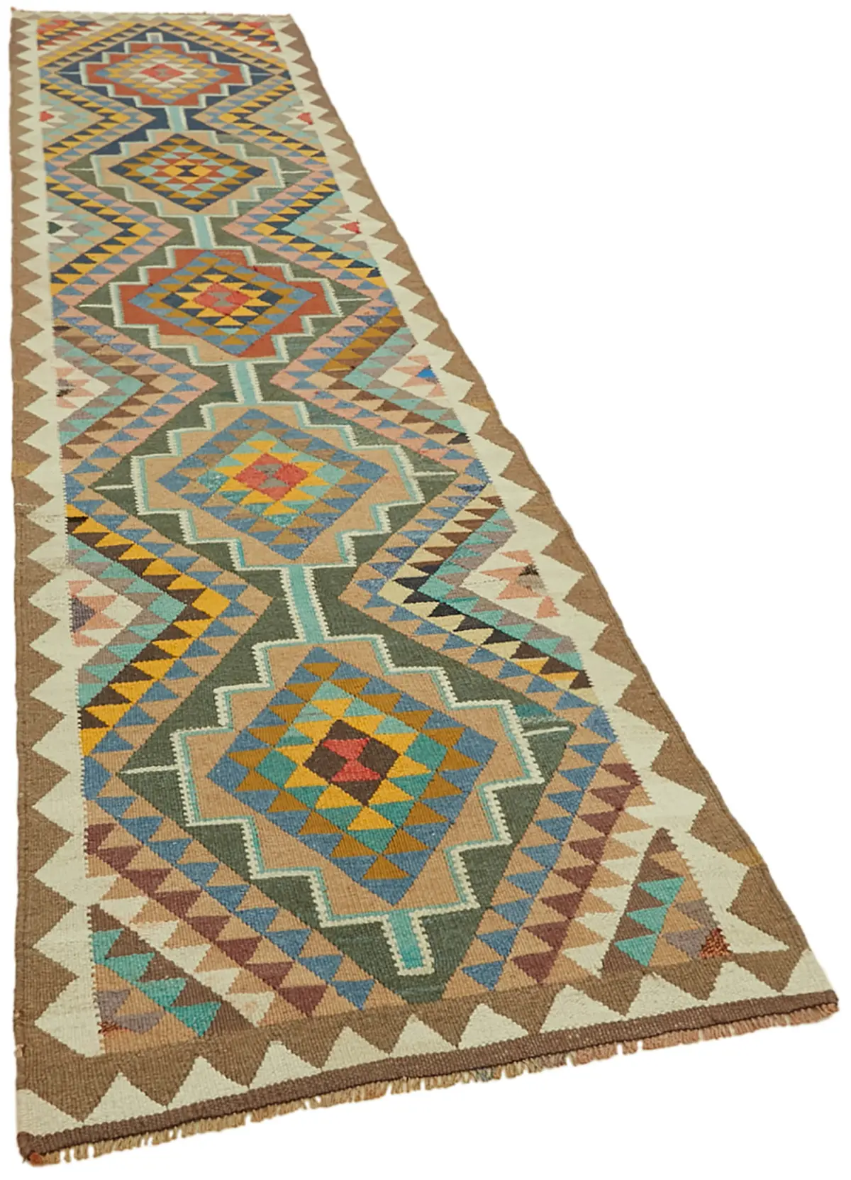 Herki Eskitme Multi Pamuk Üzerine Yün El Dokuma Kilim-095x360 - Görsel 2