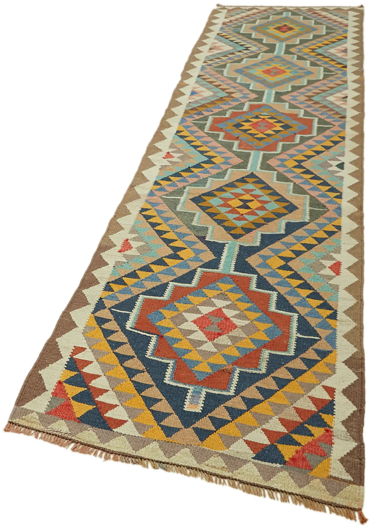 Herki Eskitme Multi Pamuk Üzerine Yün El Dokuma Kilim-095x360 - Görsel 3
