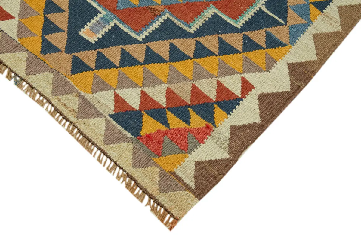 Herki Eskitme Multi Pamuk Üzerine Yün El Dokuma Kilim-095x360 - Görsel 4