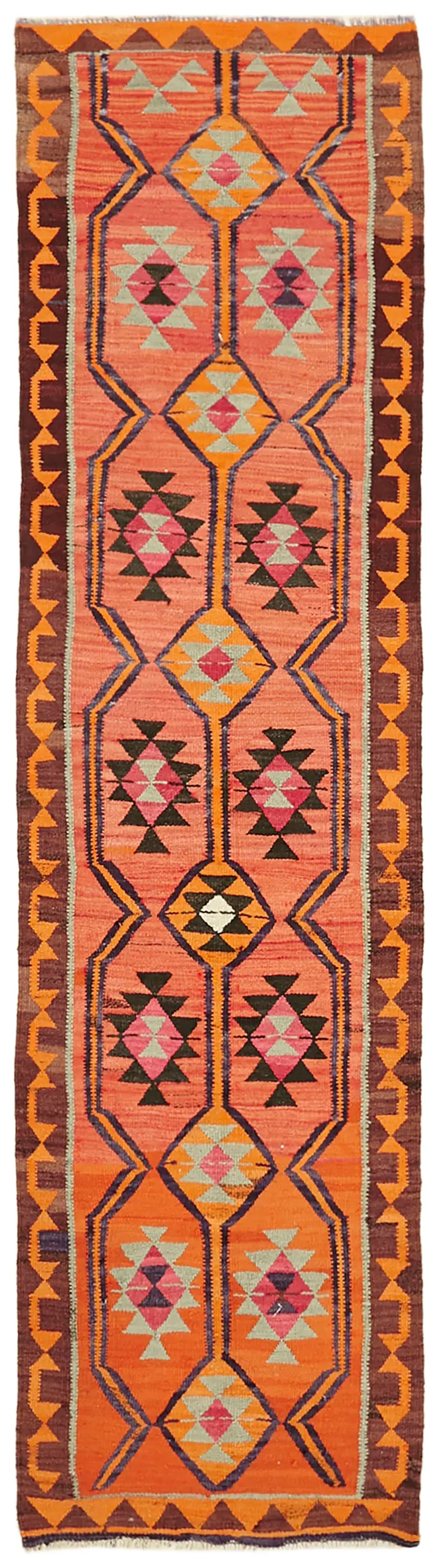Herki Eskitme Multi Pamuk Üzerine Yün El Dokuma Kilim-095x326 - Görsel 1