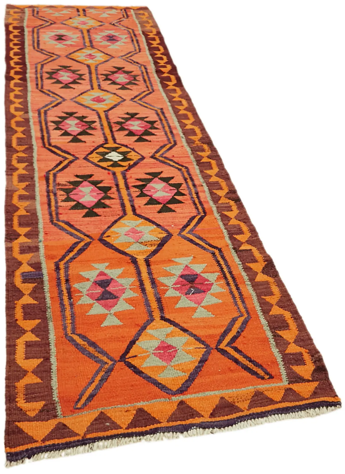 Herki Eskitme Multi Pamuk Üzerine Yün El Dokuma Kilim-095x326 - Görsel 2