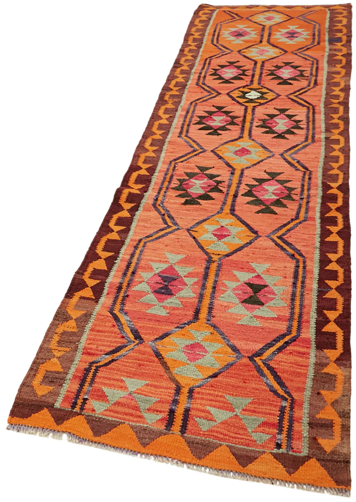 Herki Eskitme Multi Pamuk Üzerine Yün El Dokuma Kilim-095x326 - Görsel 3
