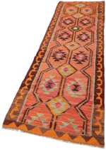 Herki Eskitme Multi Pamuk Üzerine Yün El Dokuma Kilim-095x326 - Görsel 3