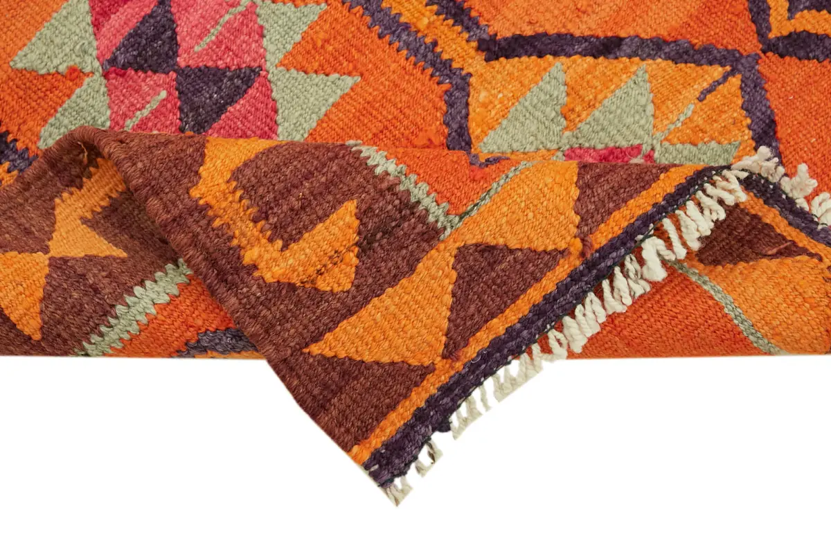 Herki Eskitme Multi Pamuk Üzerine Yün El Dokuma Kilim-095x326 - Görsel 6