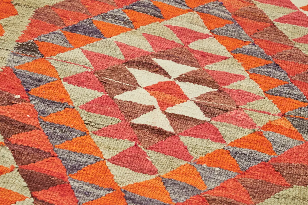 Herki Eskitme Multi Pamuk Üzerine Yün El Dokuma Kilim-086x326 - Görsel 5