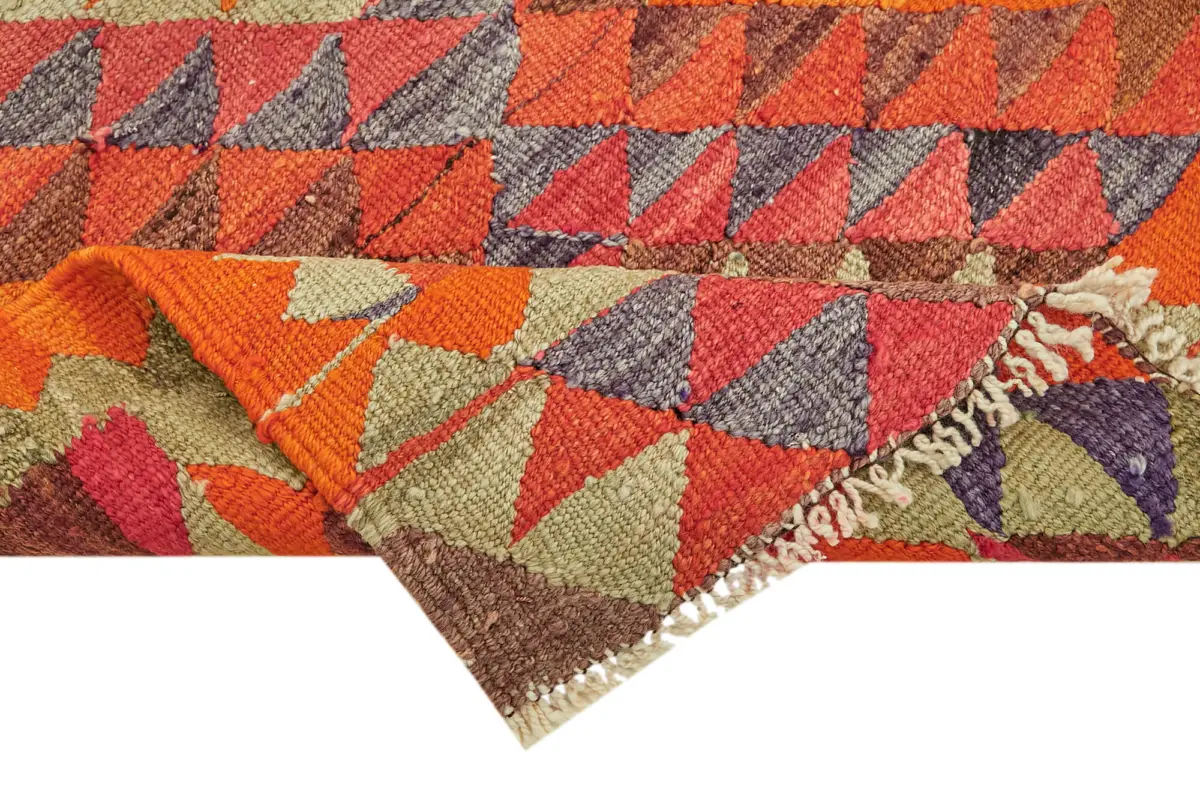 Herki Eskitme Multi Pamuk Üzerine Yün El Dokuma Kilim-086x326 - Görsel 6