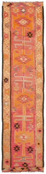 Herki Eskitme Multi Pamuk Üzerine Yün El Dokuma Kilim-082x312
