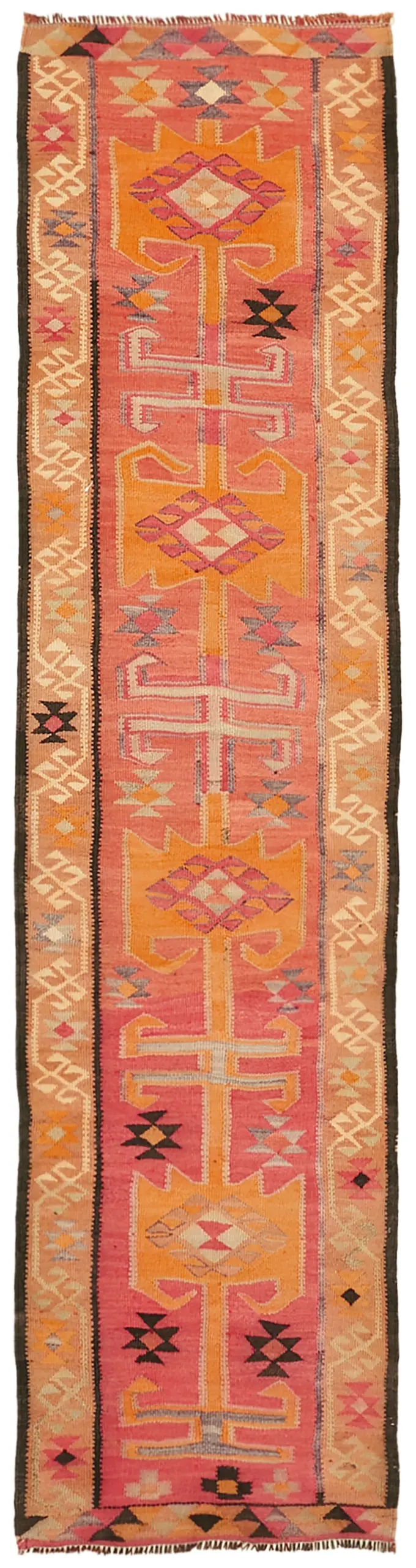 Herki Eskitme Multi Pamuk Üzerine Yün El Dokuma Kilim-082x312 - Görsel 1
